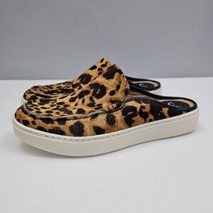 Sofft Somers Leopard Platform Mule Womens 9 Coffee Calf Hair Slip On Sneaker NEW